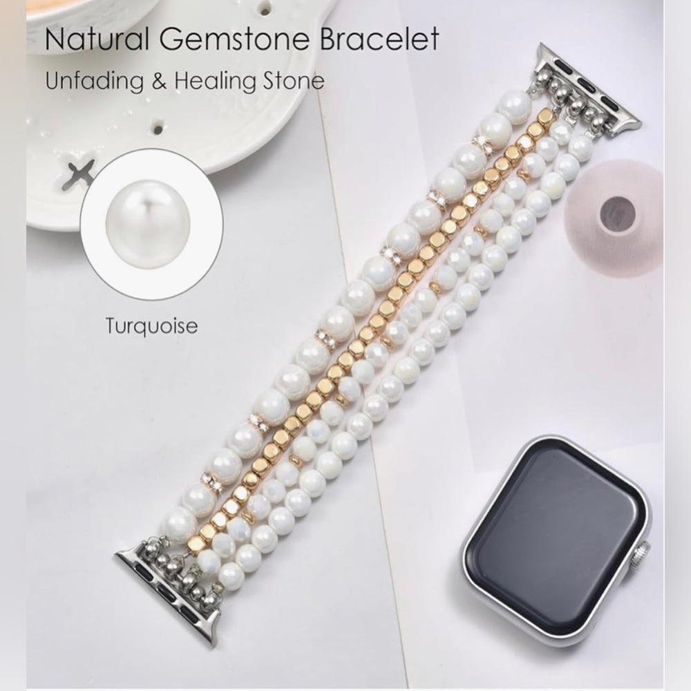 🌸NEW CAGOS Natural Stone Compatible w Apple Watch Band 38mm/40mm/41mm/42mm/44mm - Picture 3 of 7
